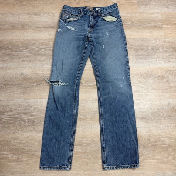 Ariat Other - Ariat M4 Low Rise Relaxed Boot Cut Jeans Mens 32x32 Medium Wash Distressed Denim